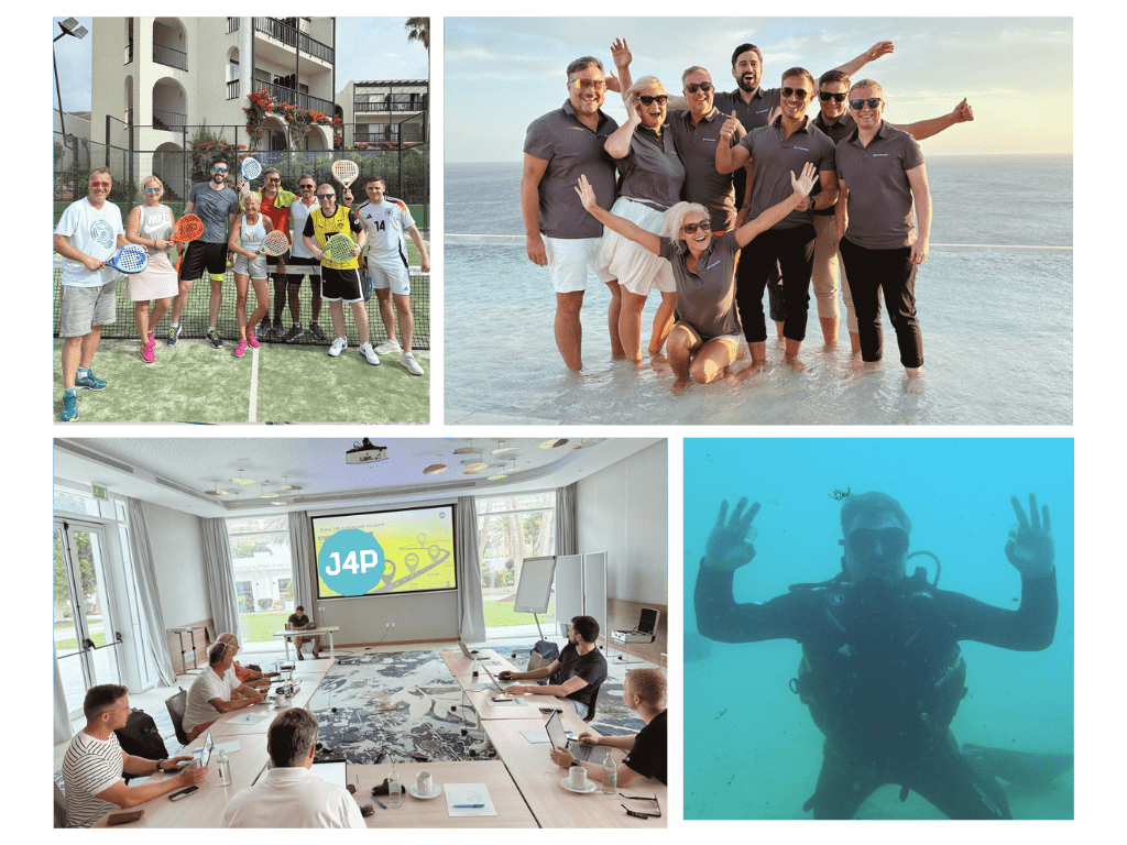 Collage J4P Team auf Workation in Fuerteventura